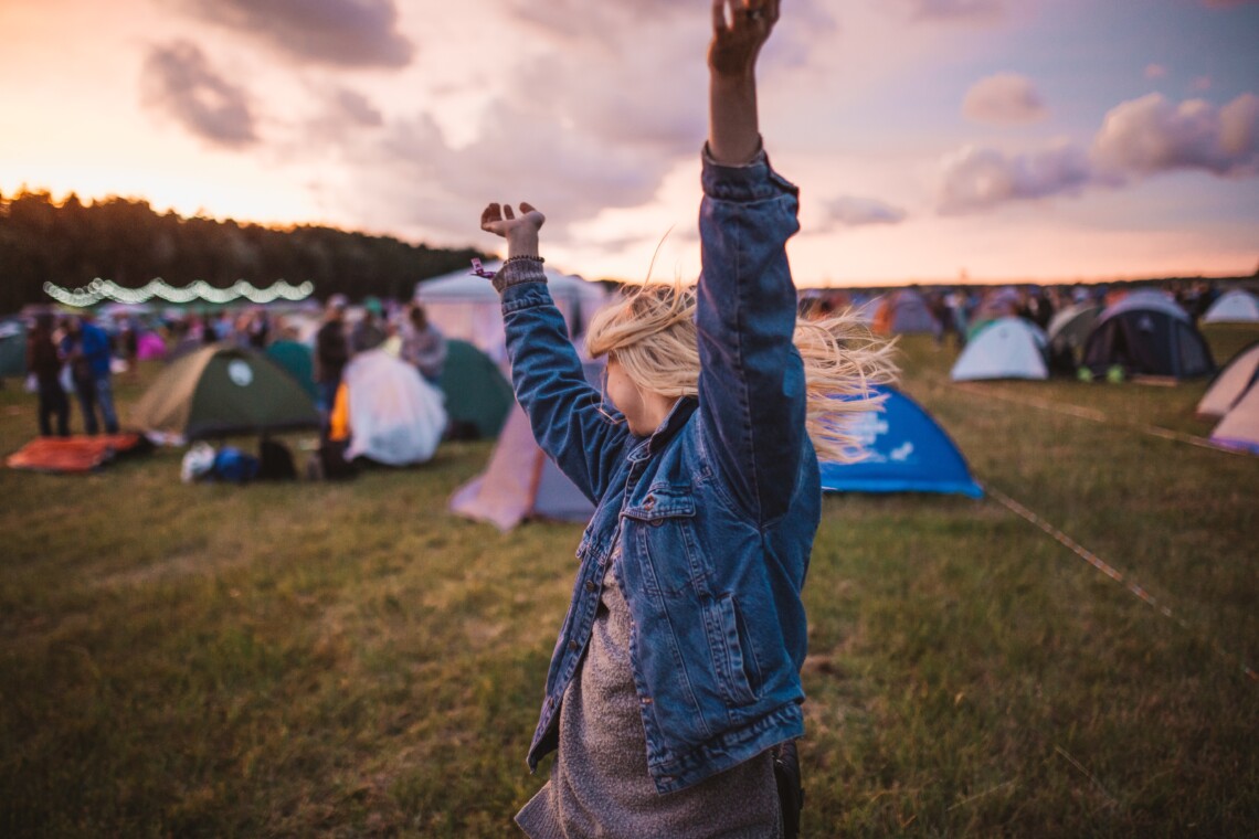 Woman dancing at summer festival