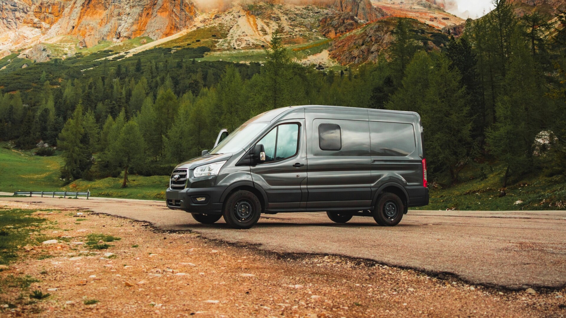 Ford Transit in front of mountain in Colorado